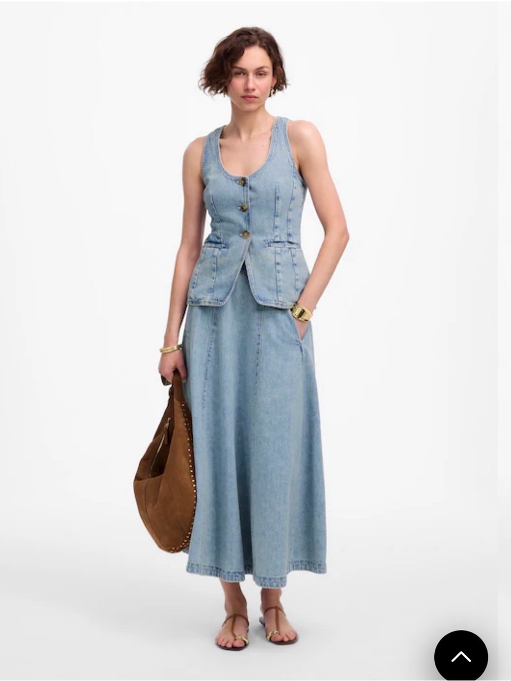 Madewell Edmonson Light Wash Denim Midi Skirt Like New Size 30